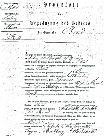 Protokoll der Begränzung von 1821